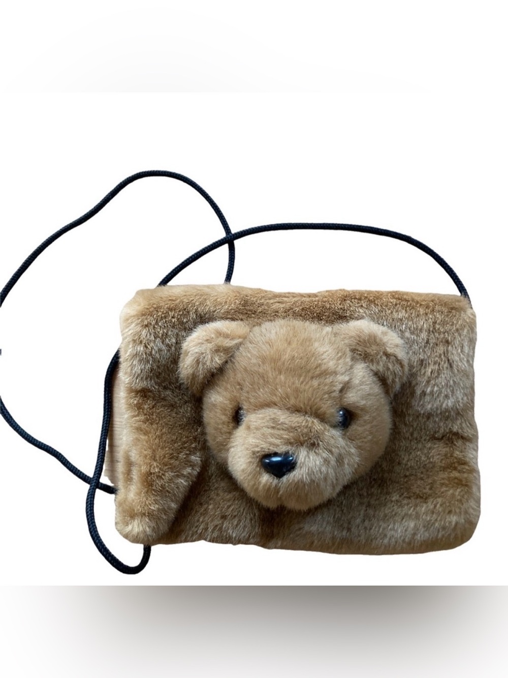 Dover Kidz Furry Teddy Bear Head Hand Warmer Purse Cross Body EUC